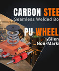 4 Pack Heavy Duty Machinery Mover Set With 20000 Lbs 10 Tons Capacity Carbon Steel Skates 360 Degree Rotation And Non Marking PU Wheels