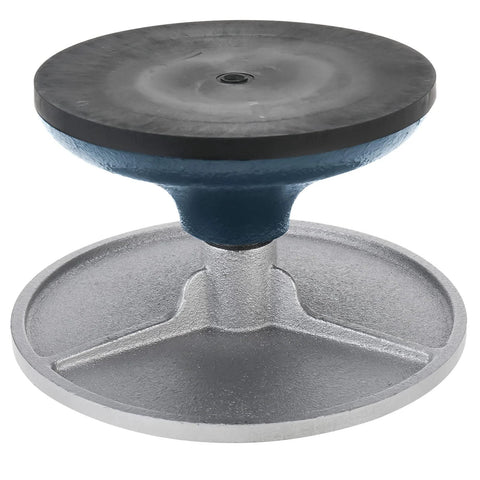 HighFree 7-inch sculpting wheel (front view) with all-metal turntable; blue neck, black wheel, silver base