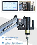 Heavy Duty M3 To M16 Universal Electric Tapping Machine With 1200mm Flexible Arm and servo motor control interface.