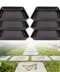 Six Piece Stepping Stone Molds For Concrete Square Plastic Paver Molds 10.2 X 10.2 Inch Depth 1.18 Inch Black Cement Tray on garden path