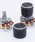 Three Pack Wh138 100 Ohm Potentiometer Kit with Single Turn Rotary Linear Variable Potentiometer and Black Aluminum Alloy Knobs