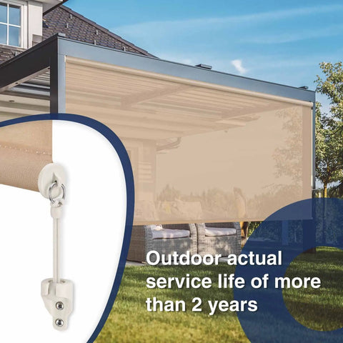 Outdoor Roller Shade Replacement Bungee Kit And End Cap For Coolaroo Exterior Blinds In Sand, 2 Pack shown on patio