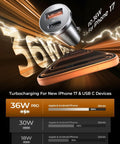 Top Shelf 69W Dual Usb C Cigarette Lighter Car Charger Adapter With Pd 36W And Pps 33W Swift Fast Charge For IPhone And Samsung Galaxy Gadgets Straight Up No Sweat, showcasing charging specs.