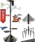Squirrel Proof Bird Feeder Pole Kit, 92 Inch Height With 9 Prongs Base, adjustable shepherd hooks, squirrel baffle, bird bath tray.