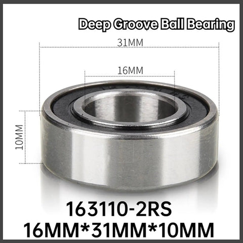 Deep Groove Ball Bearing 16 Mm By 31 Mm By 10 Mm 2 Pack Or 4 Pack 163110 2RS For Bicycle Mountain Bike Axle High Load Durable