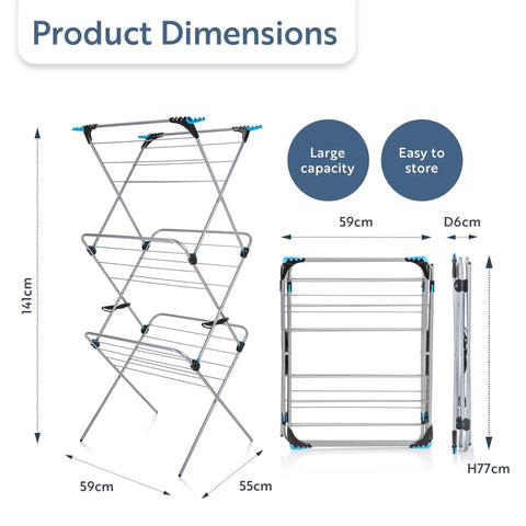 Rock Solid Three Tier Clothes Drying Rack With Foldable Setup For Indoors Or Outdoors Heavy Duty Steel Frame Packs Nearly Seventy Feet Of Easy Air Dry Space For No Sweat Laundry Days