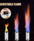 Powerful Propane Torch Gun With Adjustable Flame For Cooking And Welding Kitchen Torch Burner For Searing Steaks Grilling BBQ Charcoal Camping And Craft Projects CSA Certified Tank Not Included showing flame variations and adjustment dial