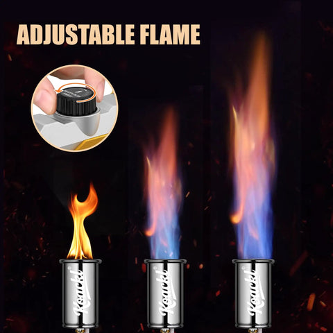 Powerful Propane Torch Gun With Adjustable Flame For Cooking And Welding Kitchen Torch Burner For Searing Steaks Grilling BBQ Charcoal Camping And Craft Projects CSA Certified Tank Not Included showing flame variations and adjustment dial