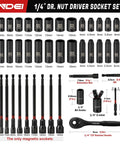 Your Go-To Quarter Inch Drive Socket And Nut Driver Set 44-Pc Kit With Deep And Shallow Metric Sockets From 4Mm To 15Mm