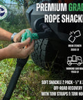 Person using Soft Shackle Recovery Kit 2 Pack 1/2 Inch By 22 Inch Off Road Tow Kit With Tow Straps And Tow Hooks Heavy Duty Synthetic Rope