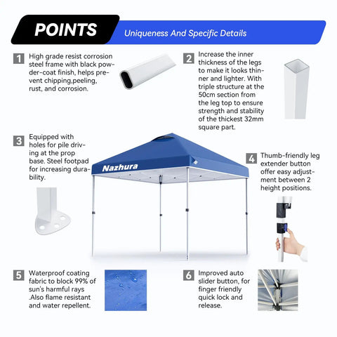 10 By 10 Pop Up Canopy Tent With Sand Weight Bag Freestanding Sun Shelter For Picnic And Camping No Sweat One Person Setup