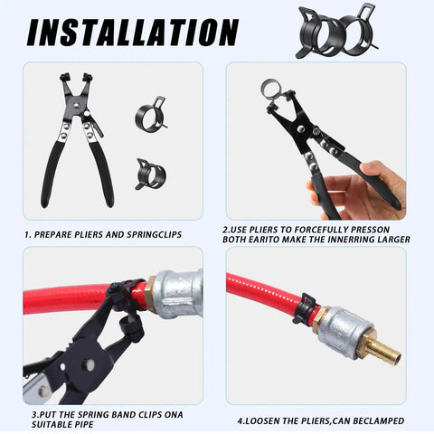 Installation guide for Beefy Spring Hose Clamp Kit With Pliers 130 Piece 6 To 25 mm Assortment For Automotive applications