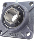 Alt Tag: 1-7/16 Inch Four Bolt Flange Bearing With Wide Inner Ring And Two Set Screws Cast Iron Housing With Grease Zerk Bore