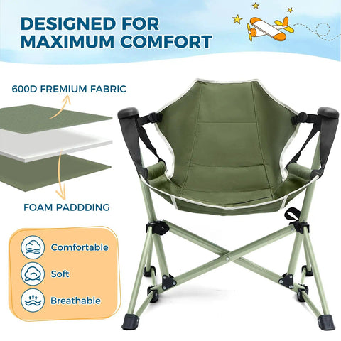 Kids Hammock Chair With Stand, Adjustable Folding Camping Chair for travel, portable green hammock seat with foam padding