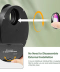 5 Position 2 Inch Telescope Filter Wheel Holder For Astro Observing And Heavy Cameras Aluminum Body Drawer Compatible With Standard 2 Inch Filters Includes T2 And M48 Threads Easy Wrench Setup For Moon And Nebula Filters being demonstrated with easy filter installation.