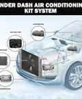 Diagram of Universal 12V Under Dash Air Conditioner With Snappy Chill And Cozy Heat 10000 BTU robust parts for installation in vehicles.