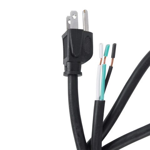 3 Foot 16 AWG 3 Wire Appliance And Power Tool Cord With U Ground NEMA 5-15, SJTW weather resistant, exposed wires end view.