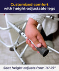 Bariatric Heavy Duty Bathroom Bench With Back Rest No Slip Shower Chair Gray Built To Last Safe For Seniors And Disabled Bathrooms Perfect For Tub Or Shower Use At Home, height adjustment handle visible.