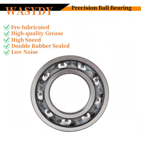 4 Pack 6203 2RS Deep Groove Ball Bearings 17 X 40 X 12mm Pre Lubricated Built For High RPM Beefy Performance And Rugged Stability For Industrial Automotive Machinery Electric Motors, single bearing