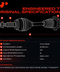 Diagram showing Front CV Axle Shaft Assembly Pair For GM Trucks And SUVs Left And Right Fitments with specifications.