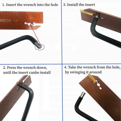 Grooving And Slotting Tool Kit For Lathe Turning With Cut Off Tool Holder And 12 MGMN200 Carbide Inserts, installation steps