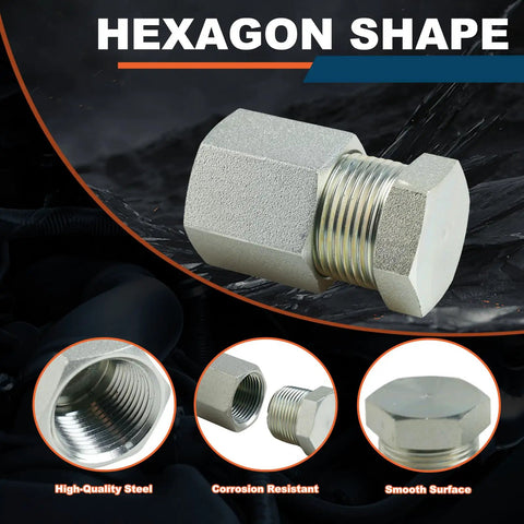 72 Piece Hydraulic Hose Cap And Plug Kit With NPT Threads, Pro Grade Heavy Duty Steel Flare Fittings, Precision Thread Caps And Plugs, Dash Sizes 2 4 6 8 12 16, Complete Seal Adapter Set hexagon steel NPT plug