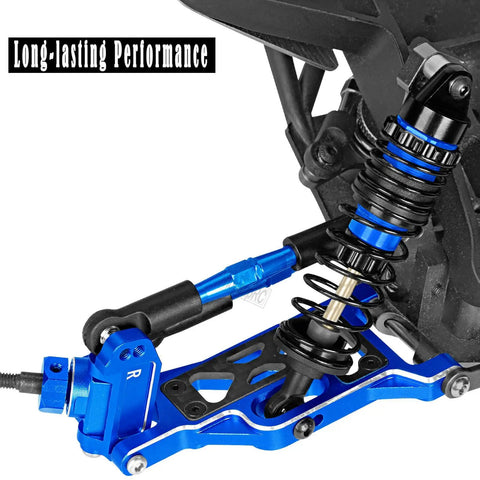 RC Upgrade Parts Kit For One Tenth Slash 2WD And Slash VXL 2WD Front navy blue A arm and shock assembly detail