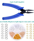 Split Rings For Jewelry Making Kit With 700 Pieces And Pliers, Assorted Colors And Sizes Jump Rings For Necklaces And Bracelets