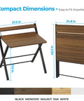 No Assembly Folding Desk With Two Tier Shelf For Home Office Dorm Or Apartment Go To Workstation Space Saving details