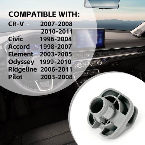 Durable Sun Visor Clip Retainer For Honda Civic CRV Odyssey Accord Pilot TSX Ridgeline And More 2 Pack Gray displayed in car dashboard