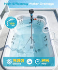 Cordless Stick Water Transfer Pump With Tripod Stand Hands Free in bathtub demonstrating 720 GPH efficiency