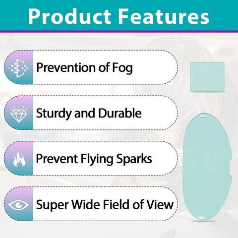Large Viewing Screen Replacement Lens Set For LYG Q800D Welding Helmet features fog prevention, durability, spark protection.