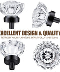 Matte Black Glass Cabinet Knobs Set With Crystal Vintage Drawer Pulls And Dresser Knobs Round 1.5 By 1.4 Inch 16 Pack Solid Zinc