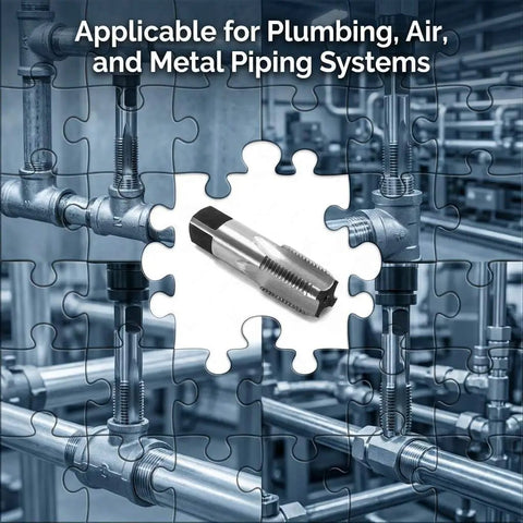Half Inch 14 NPT Pipe Tap Right Hand Cutting Tool For Cleaning And Rethreading Damaged Threads On Steel Iron And Copper Fittings amidst plumbing pipes