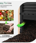 80 Gallon Outdoor Compost Bin Tumbler For Garden Patio And Yard, High Capacity Waste To Nutrients In 6-8 Weeks shown composting process