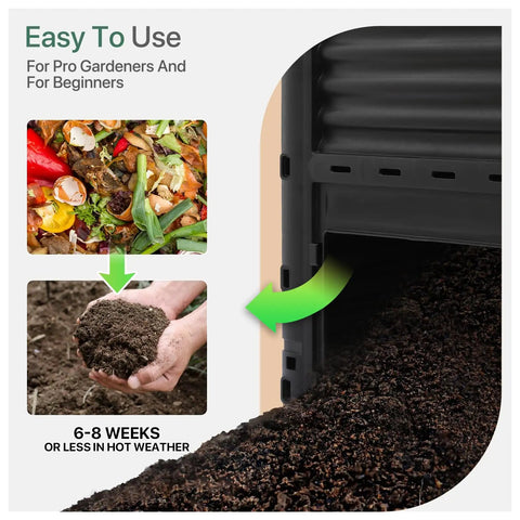 80 Gallon Outdoor Compost Bin Tumbler For Garden Patio And Yard, High Capacity Waste To Nutrients In 6-8 Weeks shown composting process