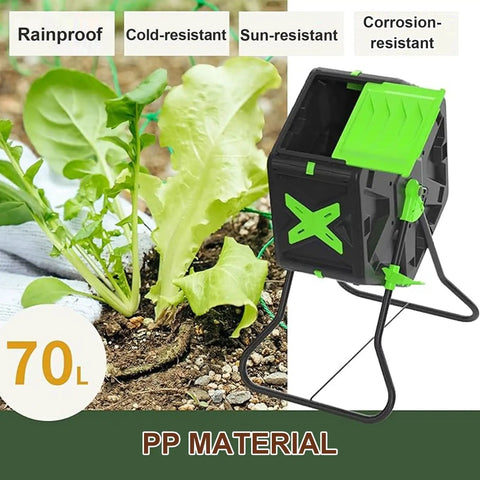 Compost Tumbler For Outdoor Garden Use With UV Proof Compact Barrel System Easy Assembly Kitchen Waste To Rich Soil Sturdy PP