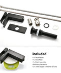 Components of Matte Black Waterfall Single Handle Bathroom Faucet With Pop Up Drain Single Hole Vanity Tap 304 Stainless Steel Supply Line
