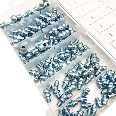 Top Rated 110 Piece Grease Nipple Assortment Kit With One Way Check Valve Stops Backflow For Heavy Duty Hydraulic Car And Truck Maintenance Jobs, plastic box