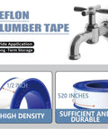 4 Rolls One Half Inch By 520 Inch PTFE Thread Seal Tape Premium Teflon Tape for Plumbing and Shower Heads with Plumbers Hemp