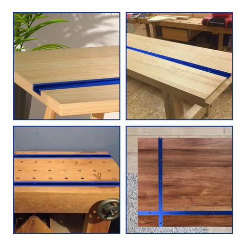 Premium Dope T Tracks For Woodworking Heavy Duty 6063 Aluminum 48 Inch Blue Set installed on various woodworking surfaces.
