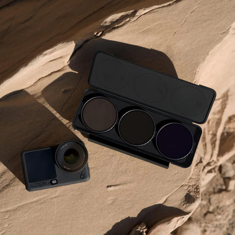 Pro Grade ND Filter Set For Action 6 Camera Includes ND8 ND16 And ND32 Durable Glass That Resists Drops And Scratches on rock