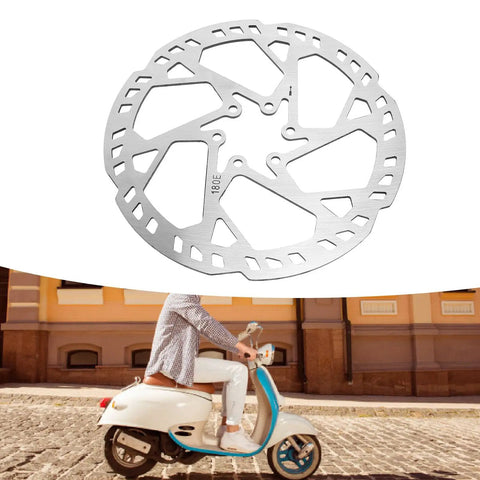 Beefy 180mm Six Bolt Bike Disc Brake Rotor For Road And Mountain Bikes 2.3mm Thick SUS410 Stainless Steel Durable All Weather Braking Performance In Any Weather.