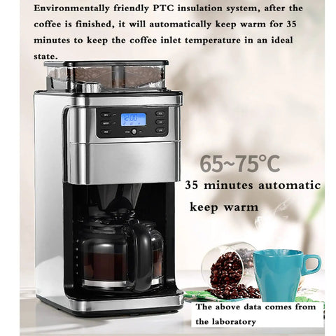 Fully Automatic Espresso Machine With Built In Grinder And Sleek Stainless Steel Body, set 24 Hour Timer for brewing coffee.