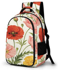 Vibrant Watercolor Poppies Backpack In Red Pink And Yellow For Unisex Use With Large Capacity Daypack