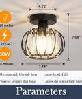 Two Pack Semi Flush Mount Ceiling Light Fixture With Lit Crystal Chandelier Style Modern Mini Indoor Ceiling Lamp For Bathroom Hallway Foyer Porch And Closet Black Rustic Glam with crystal and iron frame