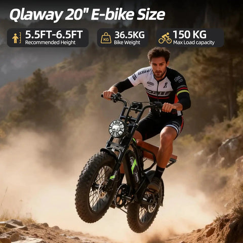 Man riding Rugged Electric Bike For Adults With 500W Brushless Motor 48V 18Ah Battery 90Nm Torque on a dirt trail