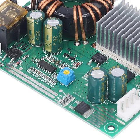 DC To DC Boost Converter Adjustable Step Up Module 185 Watt EV Power Supply 24V To 43V with copper coils and capacitors.