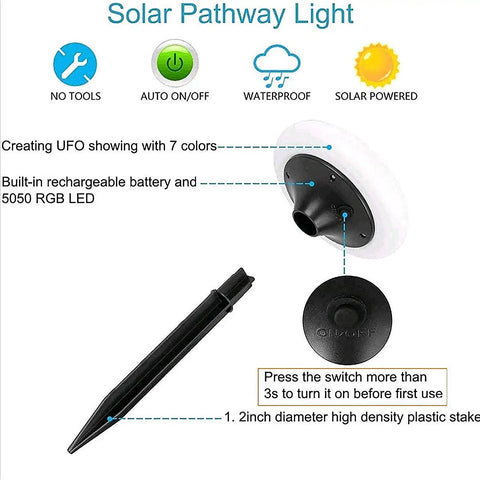 Colorize Colorful Pathway Solar Lights Set Of 6, Weatherproof Outdoor LED Pathway Lights With Auto On Off, LED components