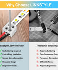 Linkstyle 20 Pack Solderless LED Strip Connectors 2 Pin 10 Mm Screw Lock Adapter for simple installation and no soldering.